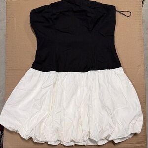 Strapless Black and White Dress